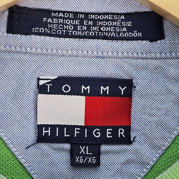 VTG Tommy Hilfiger Polo Green Vintage Embroidered Logo Short Sleeve Mens Size XL - Picture 7 of 10